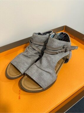 Blowfish Gray Open-Toe Ankle Wrap Sandals